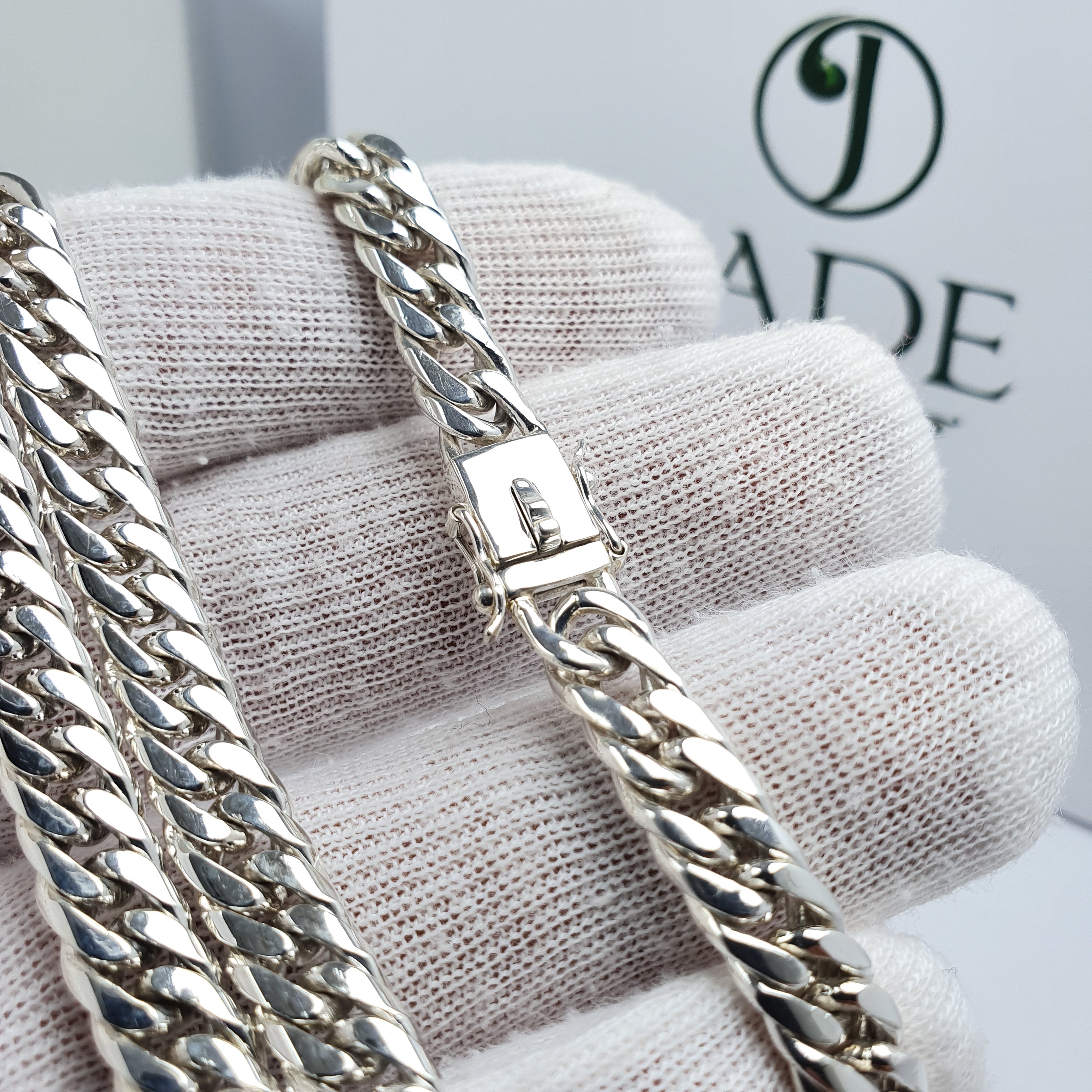 Cadena de varon estilo lomo doble malla en plata