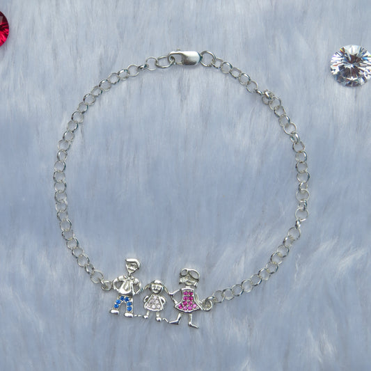 Pulsera padres e hija en plata ley – Jade18k