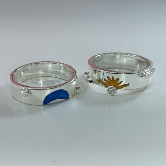 Alianzas Sol y Luna de plata fina – Jade18k (vista 2)