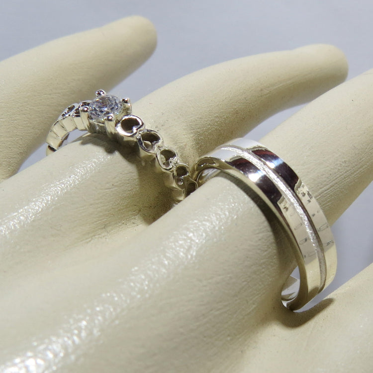 Alianzas Al 029 Sortija de Dama y Aro de Varón en plata – Jade18k (vista 2)