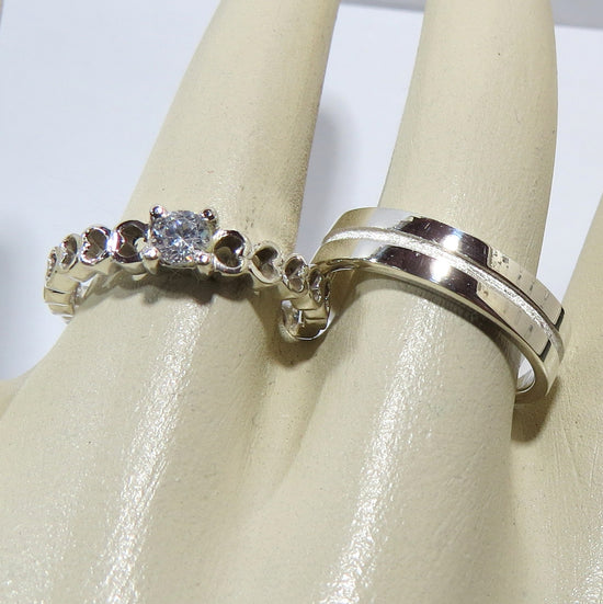 Alianzas Al 029 Sortija de Dama y Aro de Varón en plata – Jade18k (vista 3)