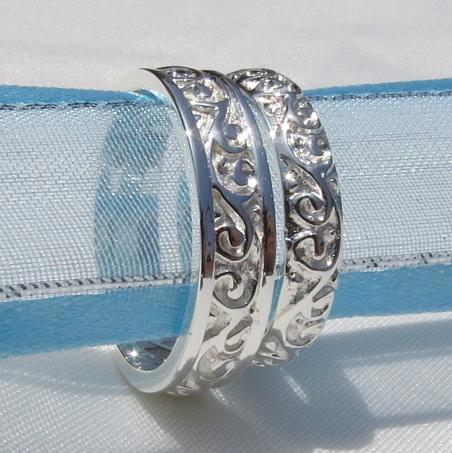 Alianzas AL 021 en Plata Ley Labradas Acabado Mate y Brillante