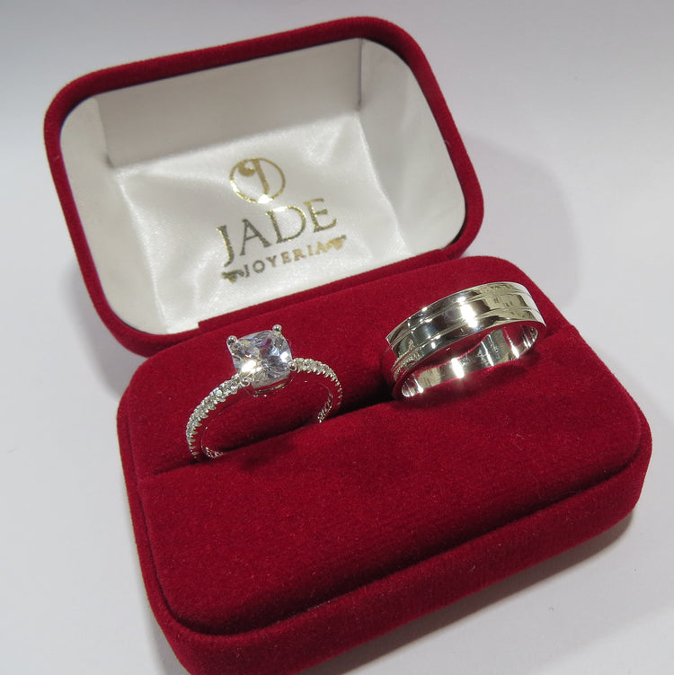 Alianzas AL 027 Sortija y Aro para Ambos en plata – Jade18k (vista 2)