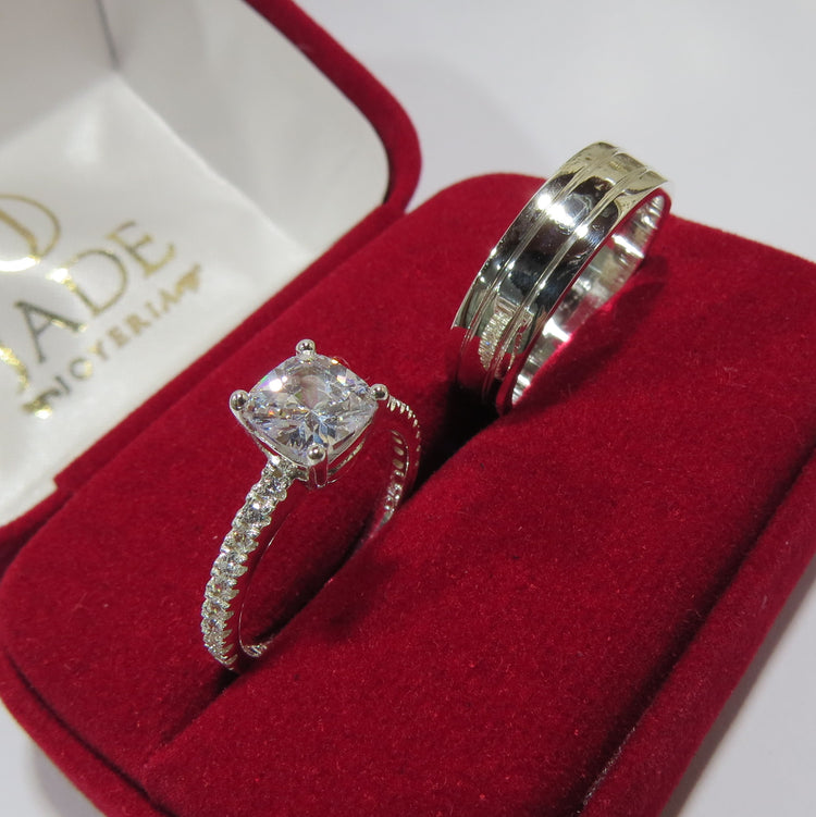 Alianzas AL 027 Sortija y Aro para Ambos en plata – Jade18k