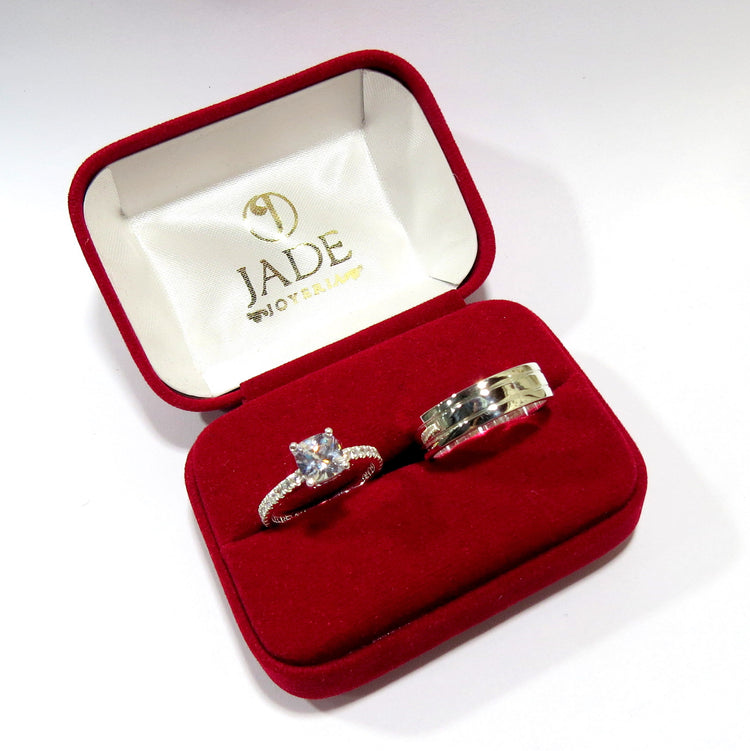 Alianzas AL 027 Sortija y Aro para Ambos en plata – Jade18k (vista 4)