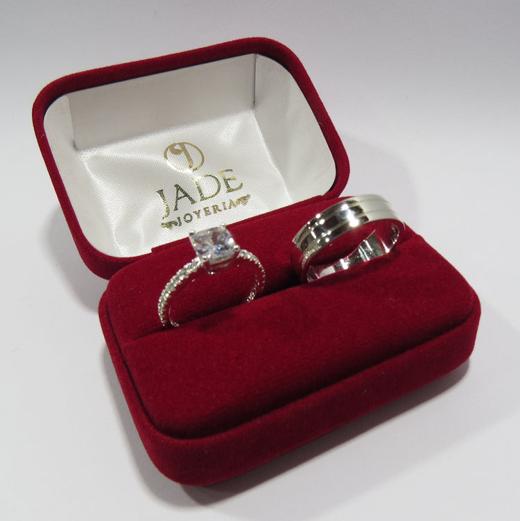 Alianzas AL 027 Sortija y Aro para Ambos en plata – Jade18k (vista 5)