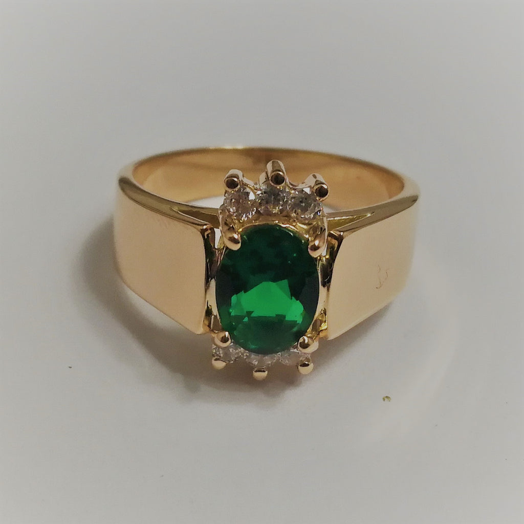 Anillo Piedra Oval Verde Oro de 18k