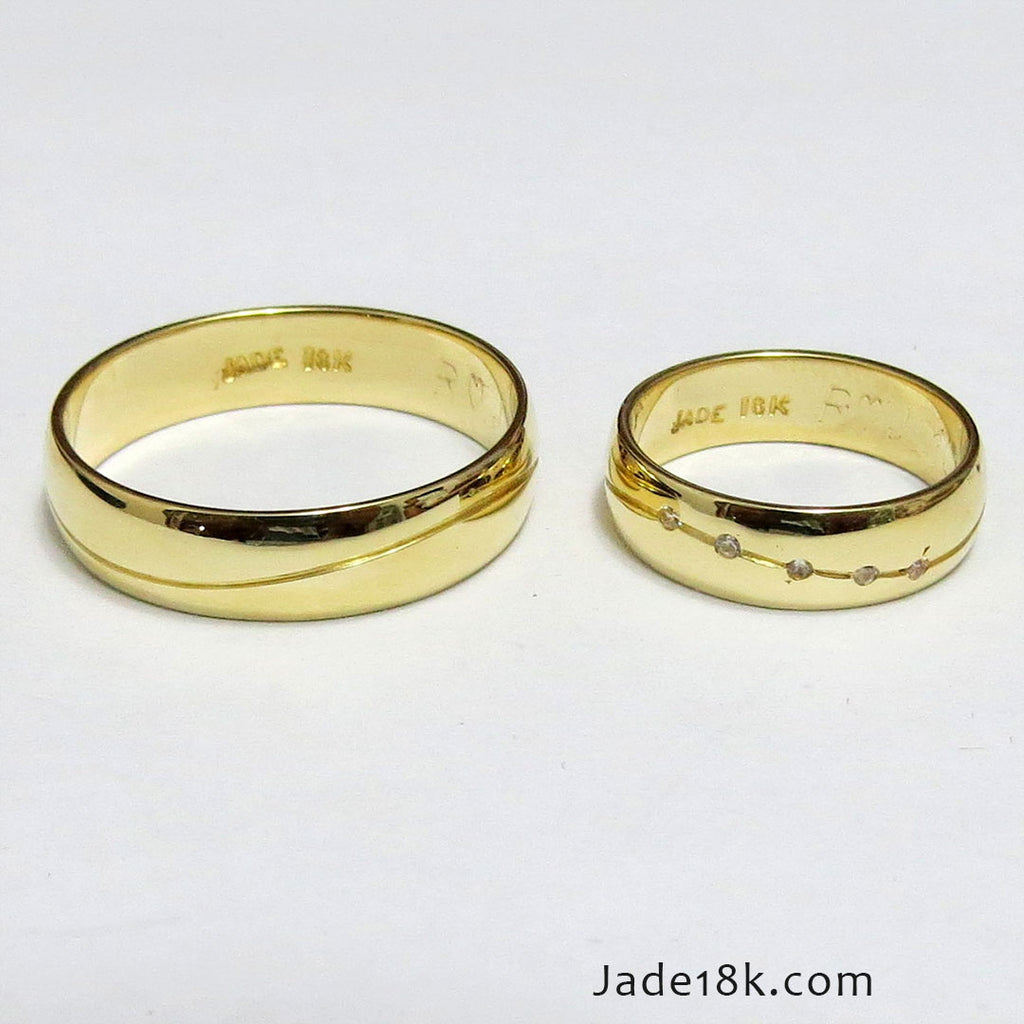 Aros de matrimonio 1 linea de amor en oro de 18k