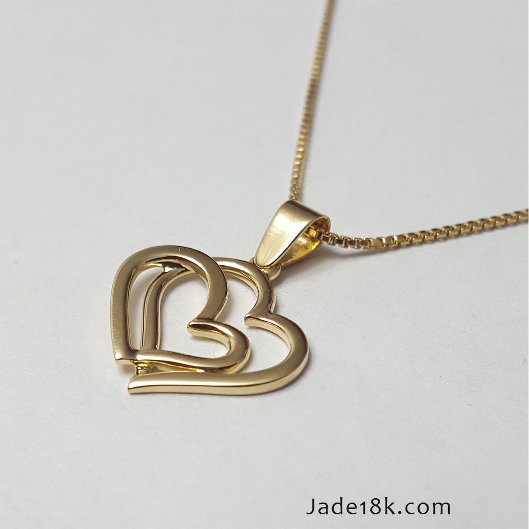 Dije de Corazon doble para Dama Oro 18k