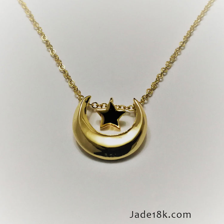 Dije Luna y Estrella Oro 18k – Jade18k