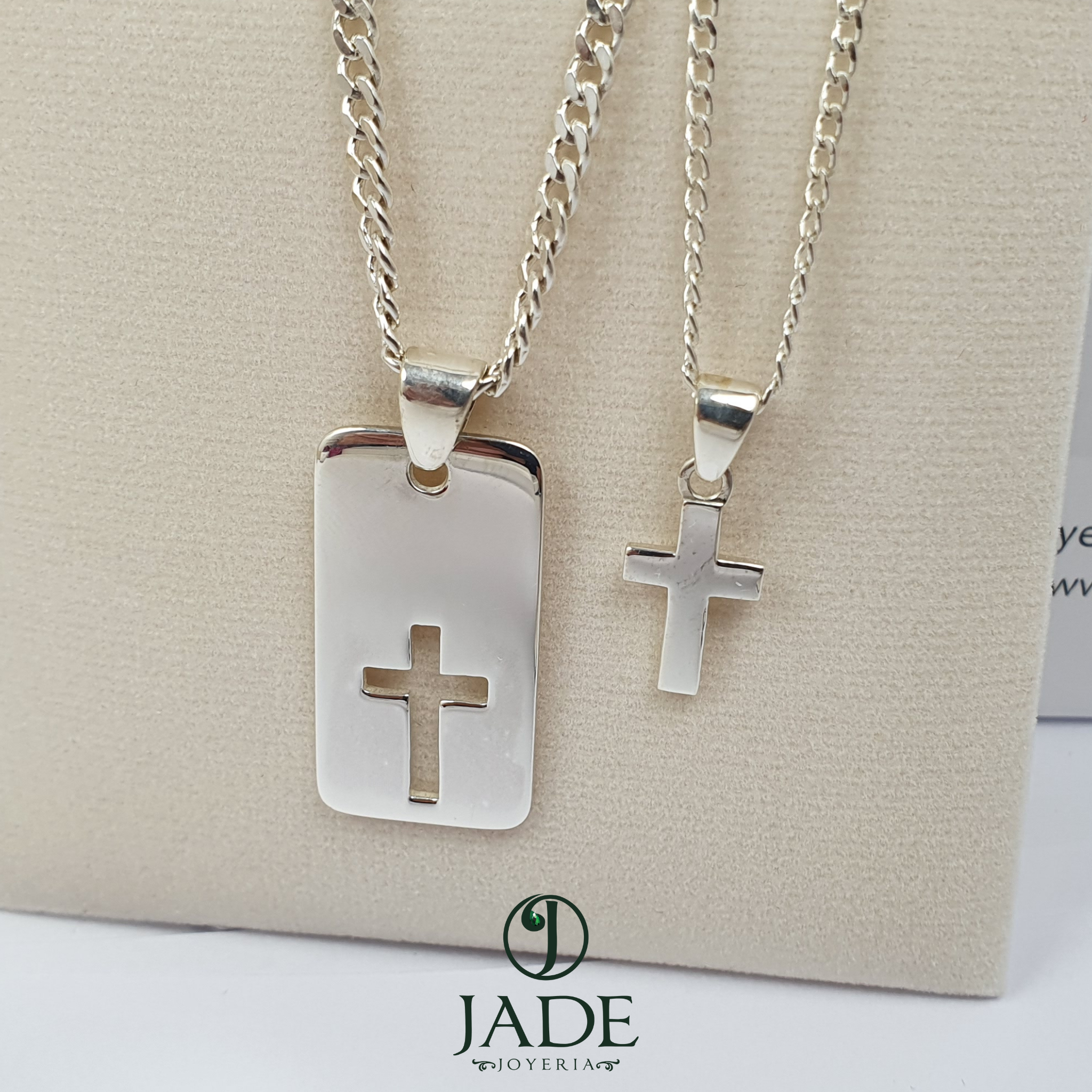 Dijes para pareja con dije de cruz en plata ley