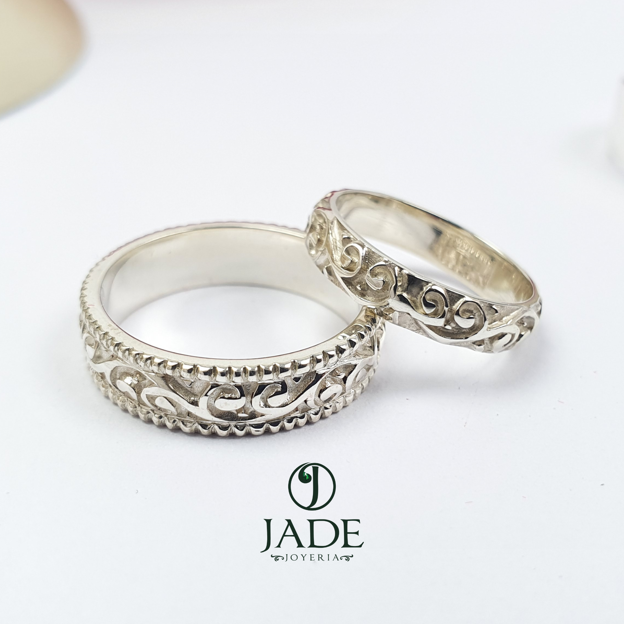 Alianzas estilo vintage en plata ley