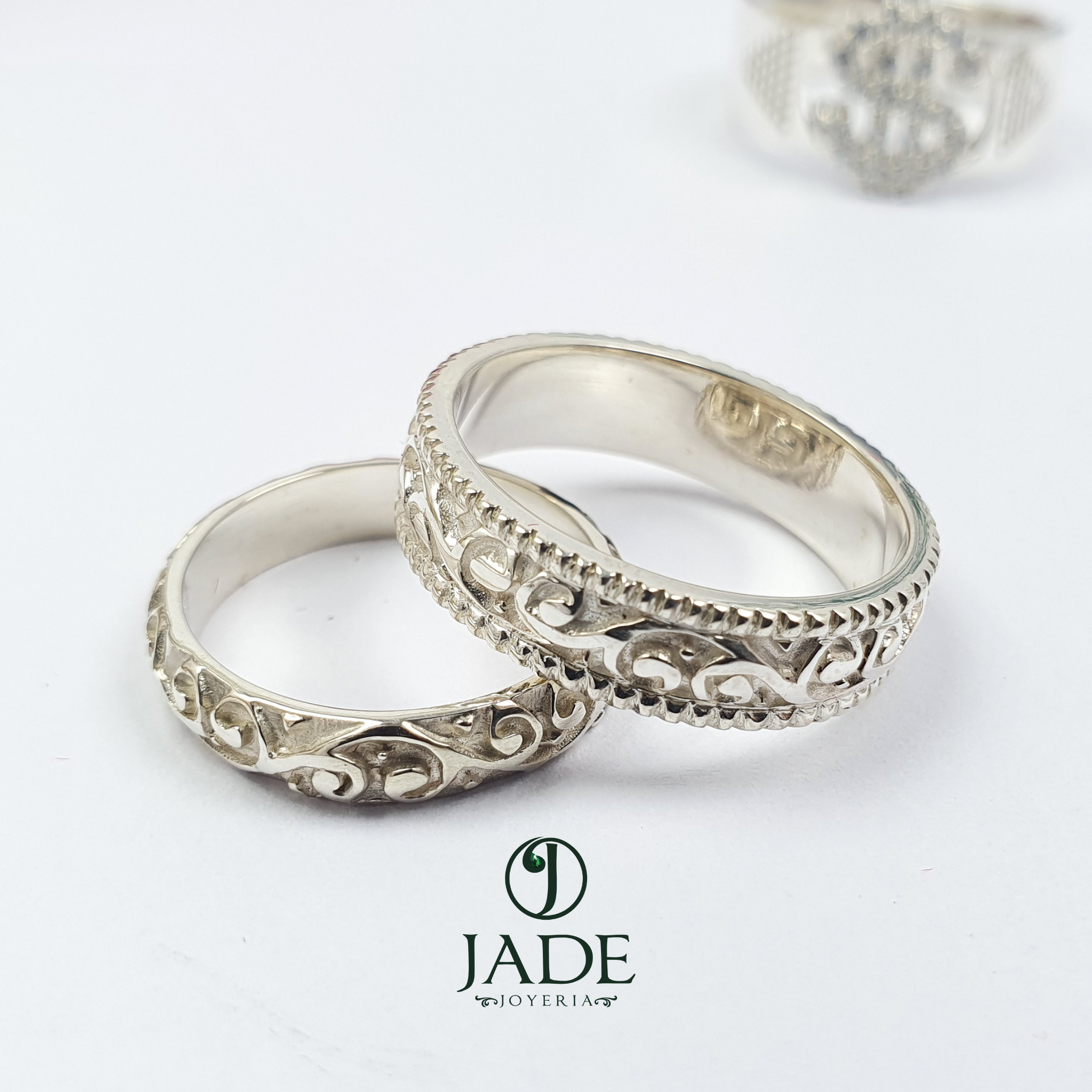 Alianzas estilo vintage en plata ley