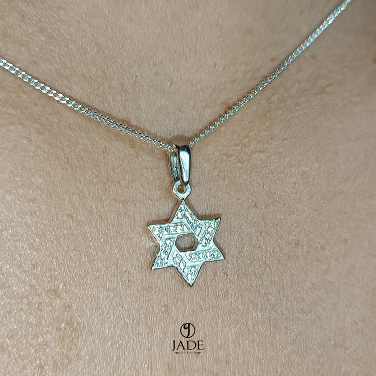 Dije estrella con piedras en plata – Jade18k