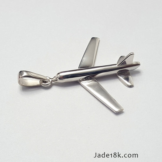 Dije Avion de Plata Ley – Jade18k