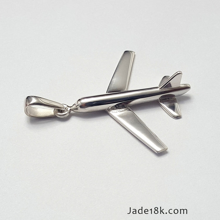 Dije Avion de Plata Ley – Jade18k