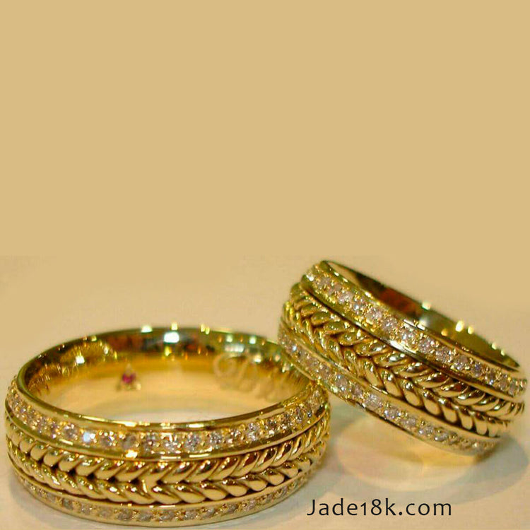 Alianzas aros de boda Majestuosos en oro 18k – Jade18k (vista 2)