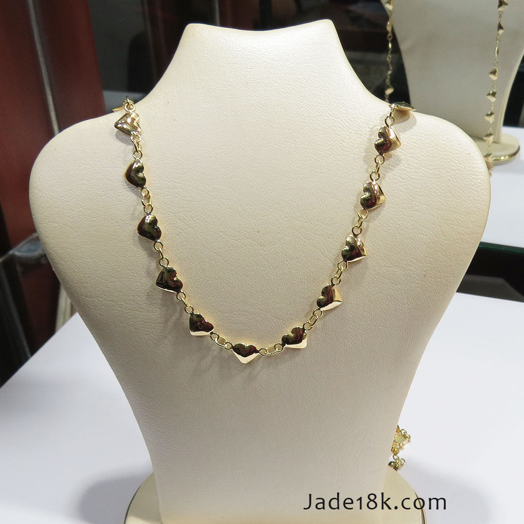 Collar de Corazones Globo Oro de 18k