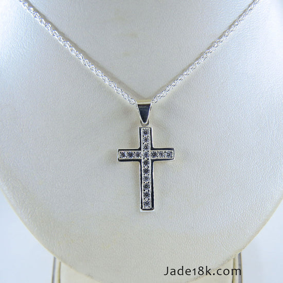 Dije de Cruz para Dama con Circones Plata Ley – Jade18k