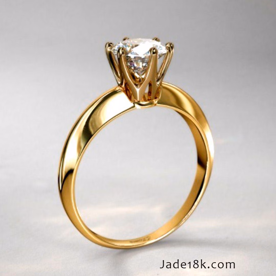 Anillo Ana de Compromiso solitario 18k con Piedra Redonda Blanca