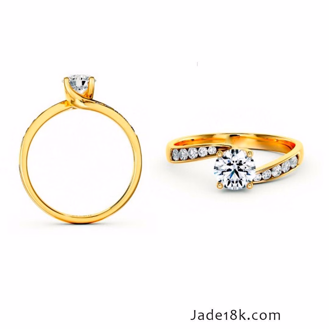 Anillo Compromiso Con Piedras Brillantes Oro de 18k