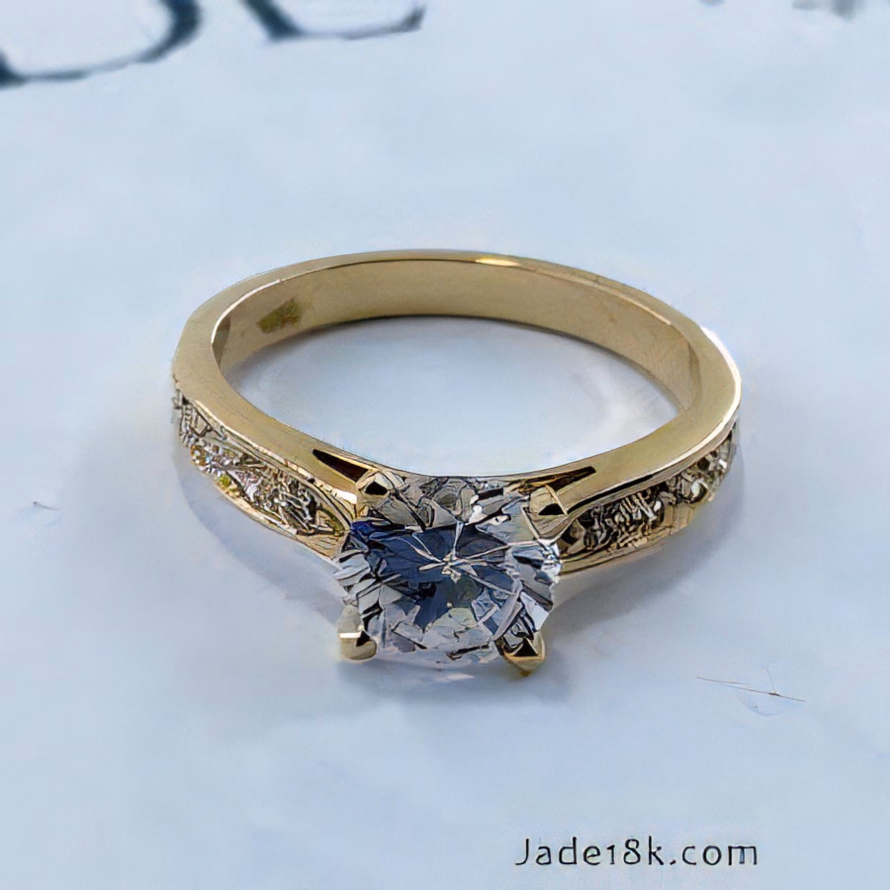 Anillo con Piedra Brillantes Oro 18k