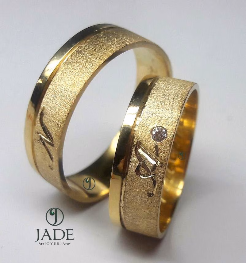 Alianzas aros de boda Iniciales Love ♥ AL 026 en Oro de 18k