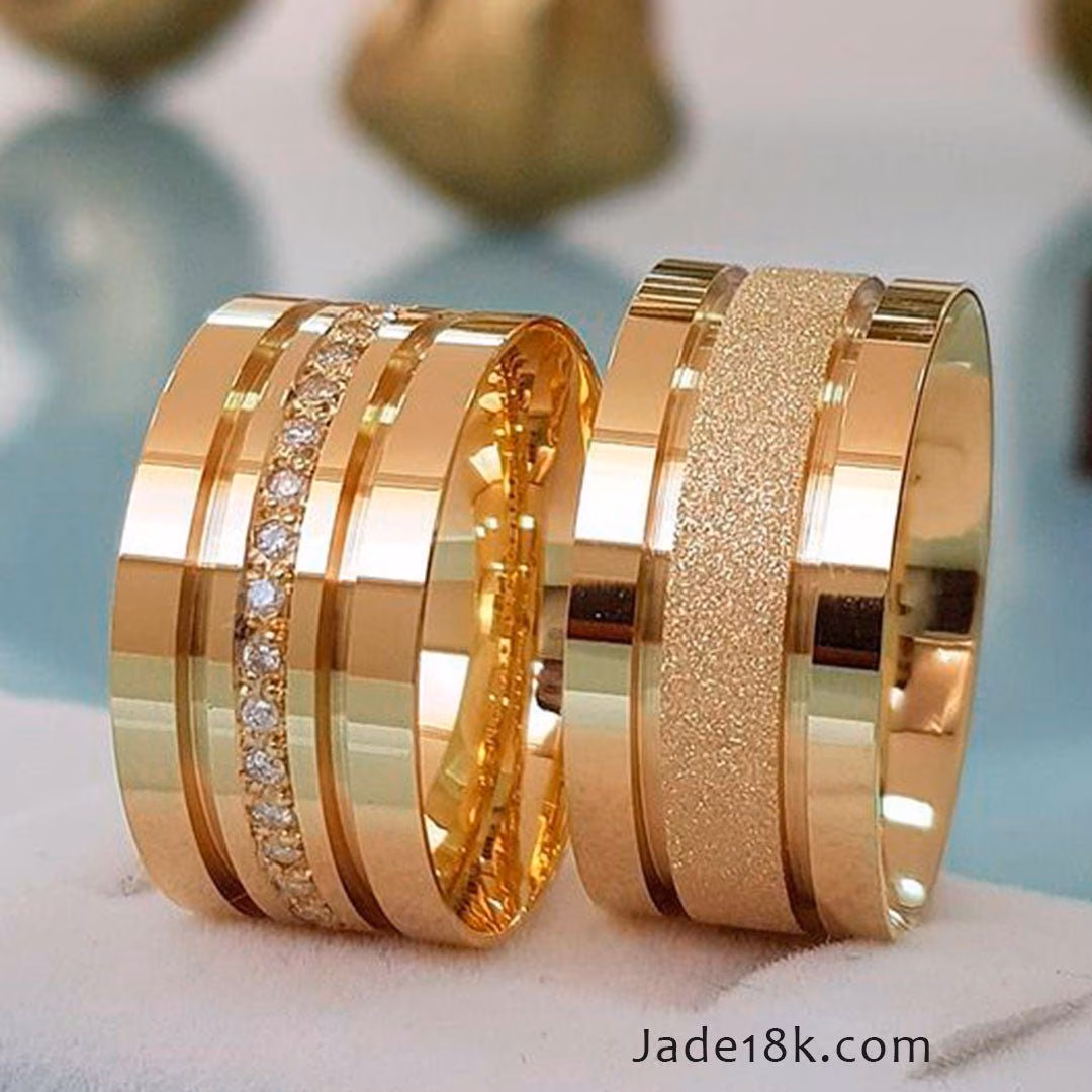 Aros de matrimonio Poderoso Amor en Oro de 18k