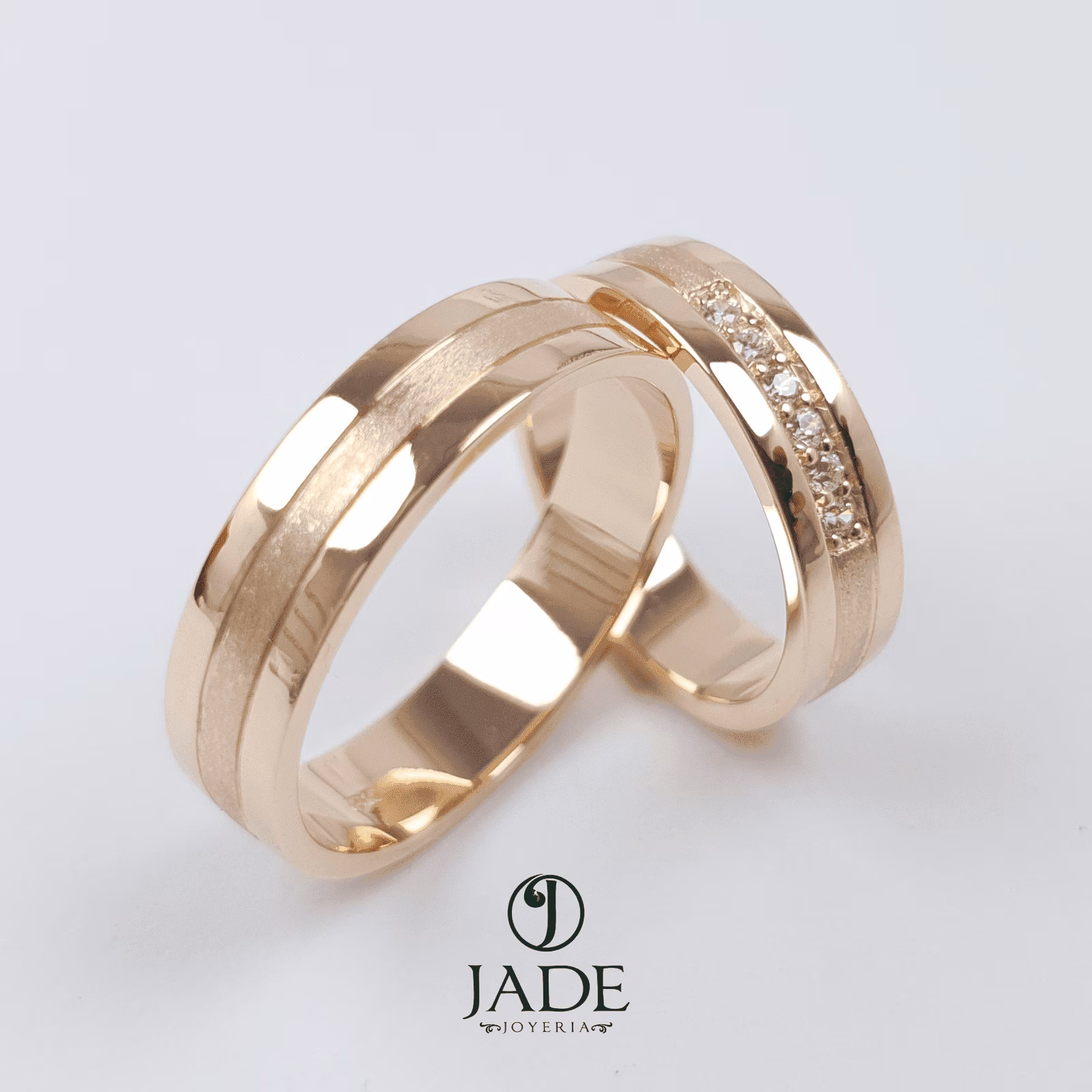 Alianzas para boda en oro 18k piedras 3/4